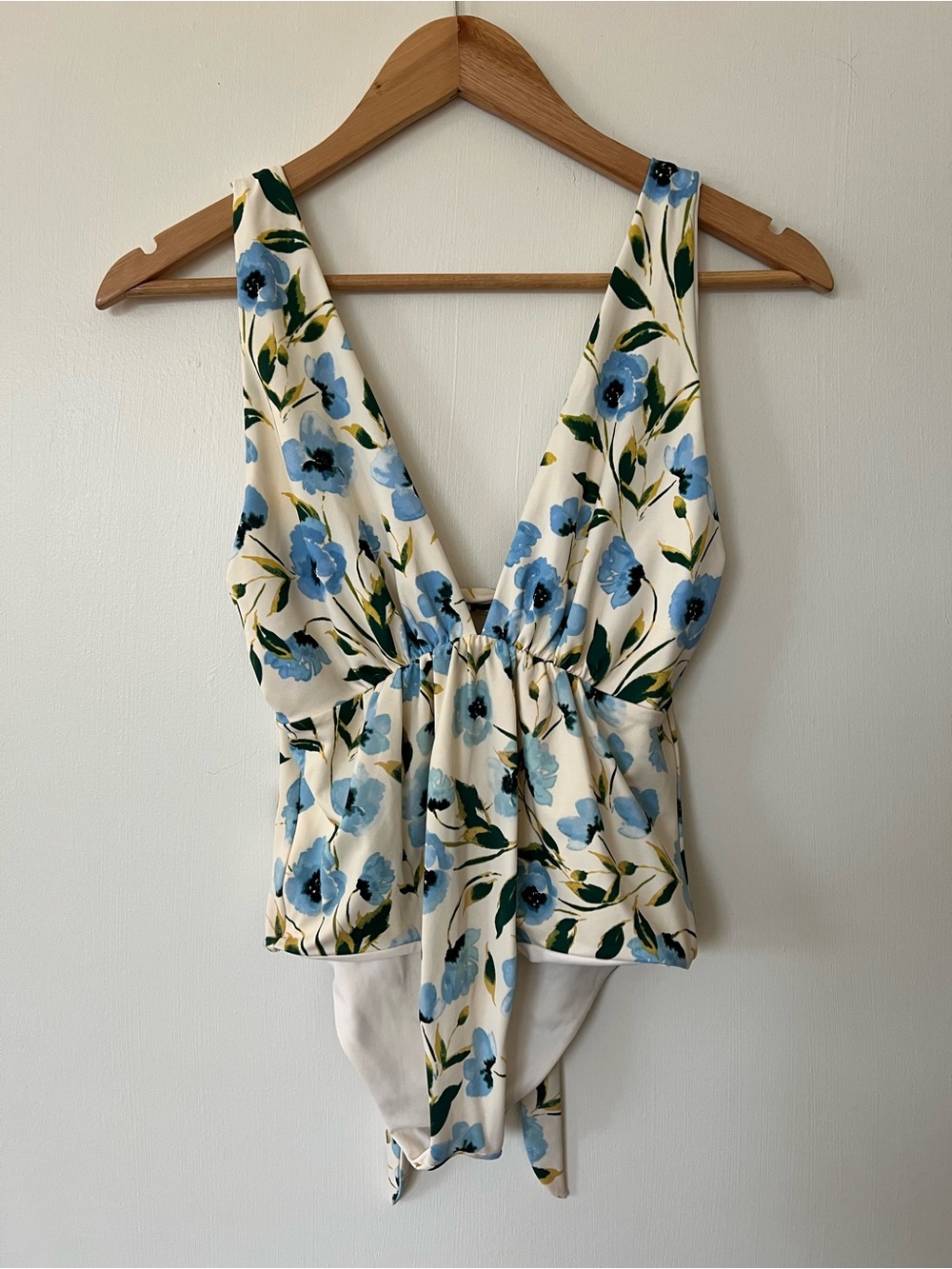Tori Praver One-Piece Swimsuit with Blue Floral Print